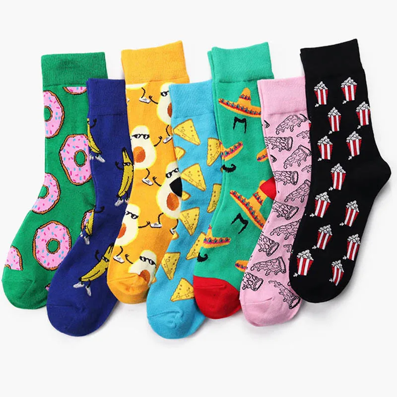 Food Series New Dessert Creative Pattern In The Tube Donuts Men's Socks Tide Cool Funny Socks Women Cotton Casual Happy Socks