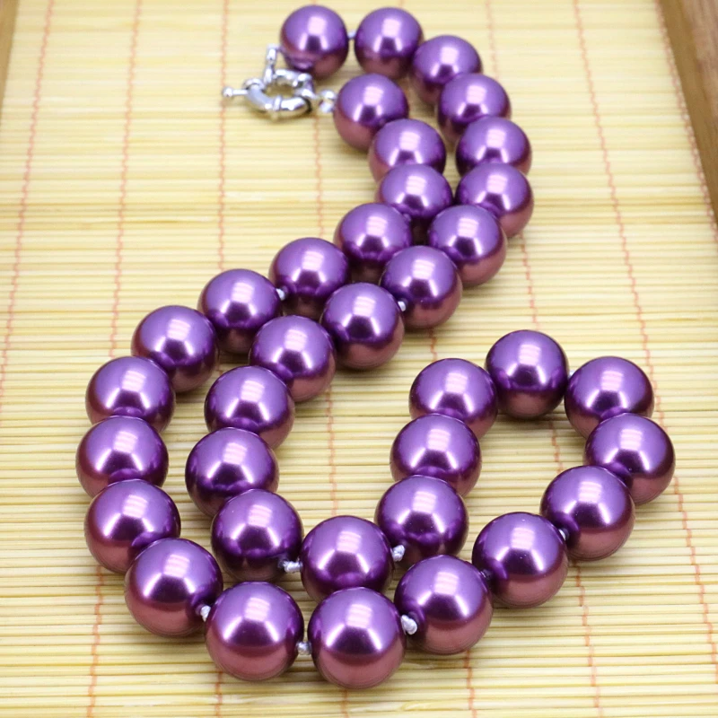 Hot!purple glass pearl necklace set 12mm necklace 18\