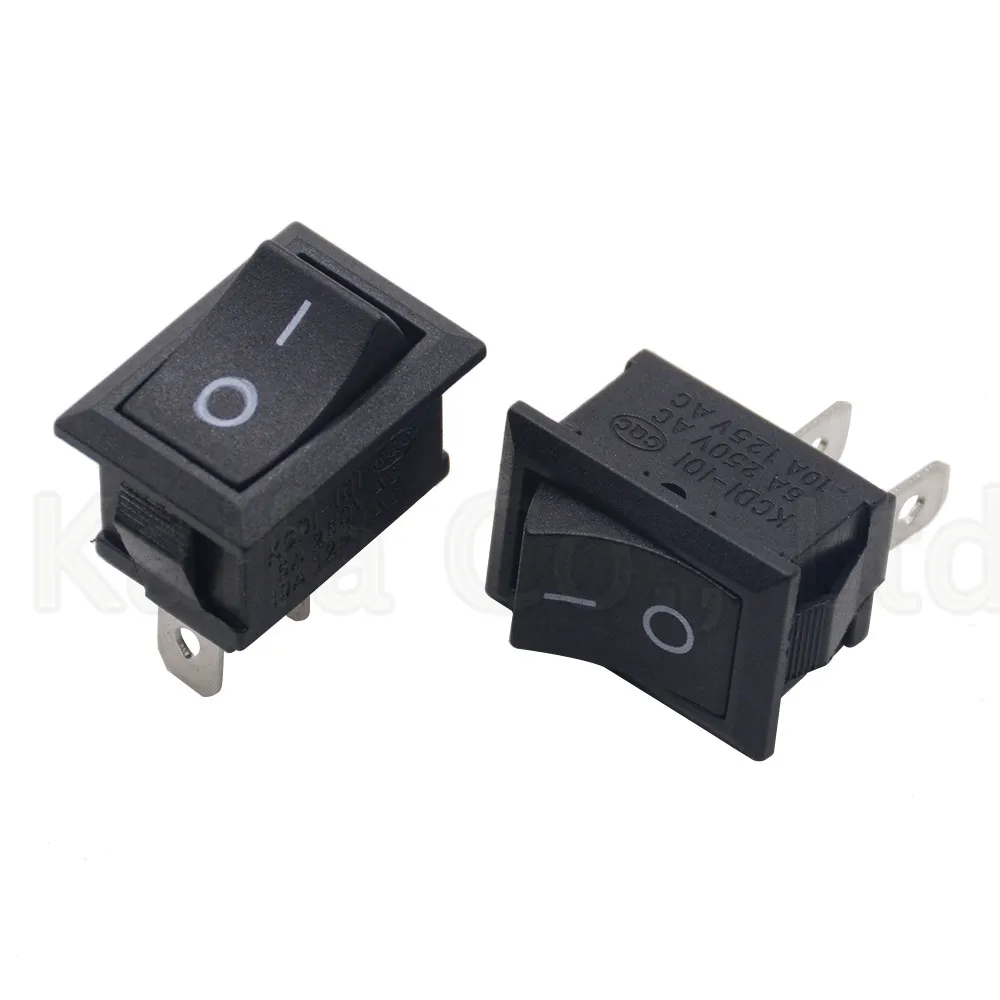 5pcs/lots 2Pin Snap-in ON/OFF KCD1-101 Car  Round Rocker Toggle SPST Switch 125V 6A