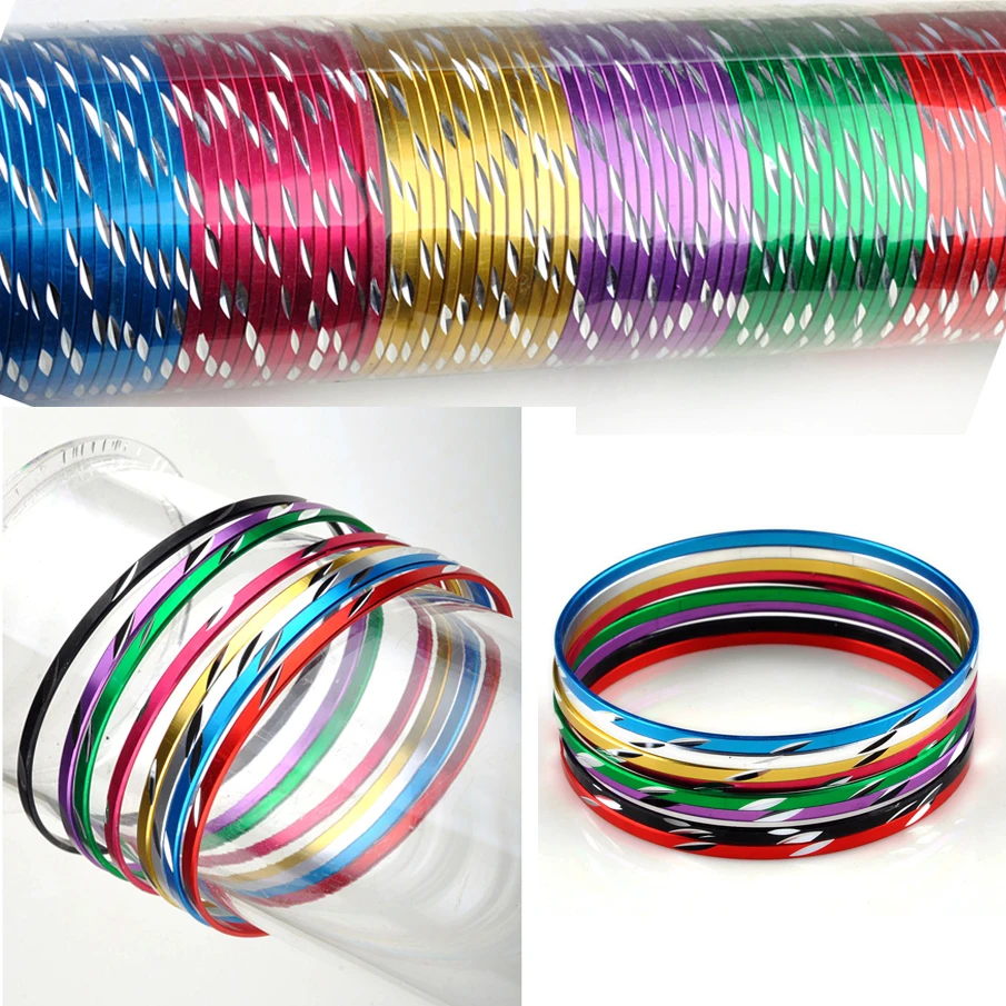 50pcs/Lot Colorful Loop Bracelet Thin Circle Dance Bangle Chromatic Aluminum Charm Cuff Bracelet For Children Wholesale