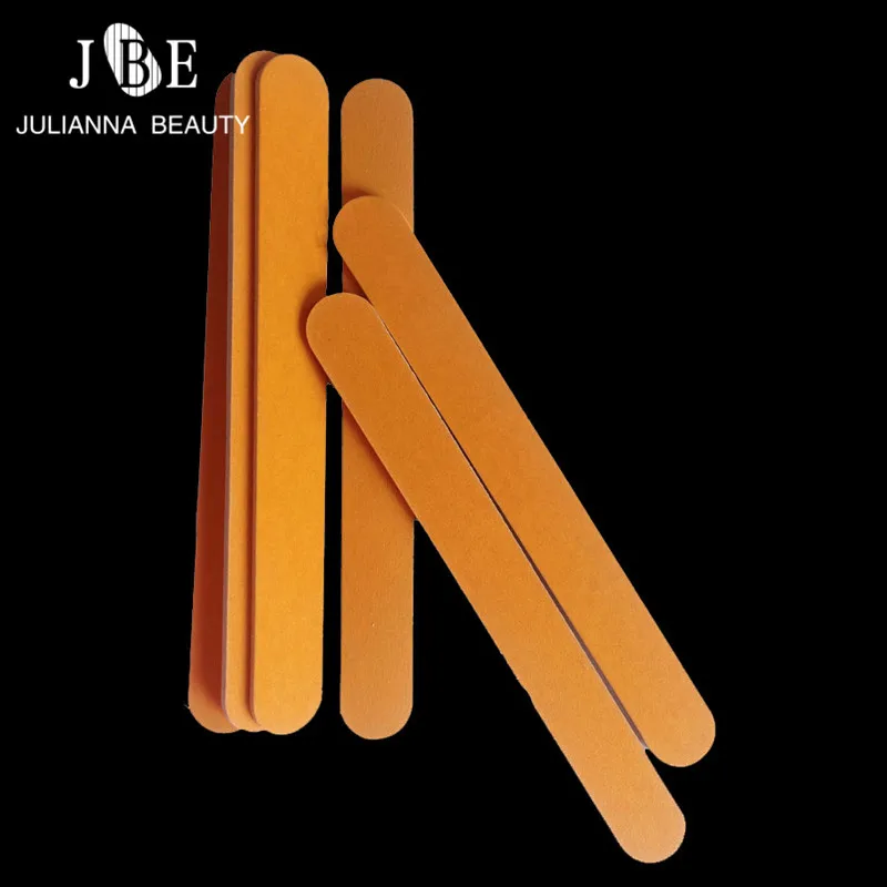 5Pcs Professional Colorful Nail File Cuticle Sand Paper Washable Double-Side Curve Banana Sanding Beauty Tools Orange