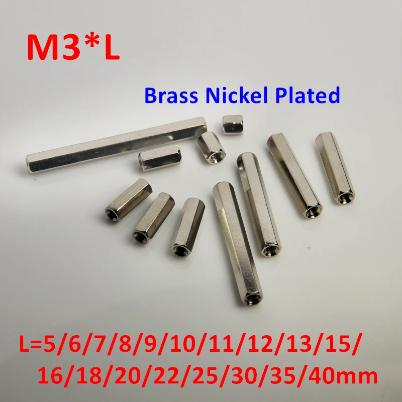 

100pcs 50pcs M3*L Brass Standoff Spacer Female female Nickel Plated Spacing Screws Brass Threaded spacer hex spacer PCB Board