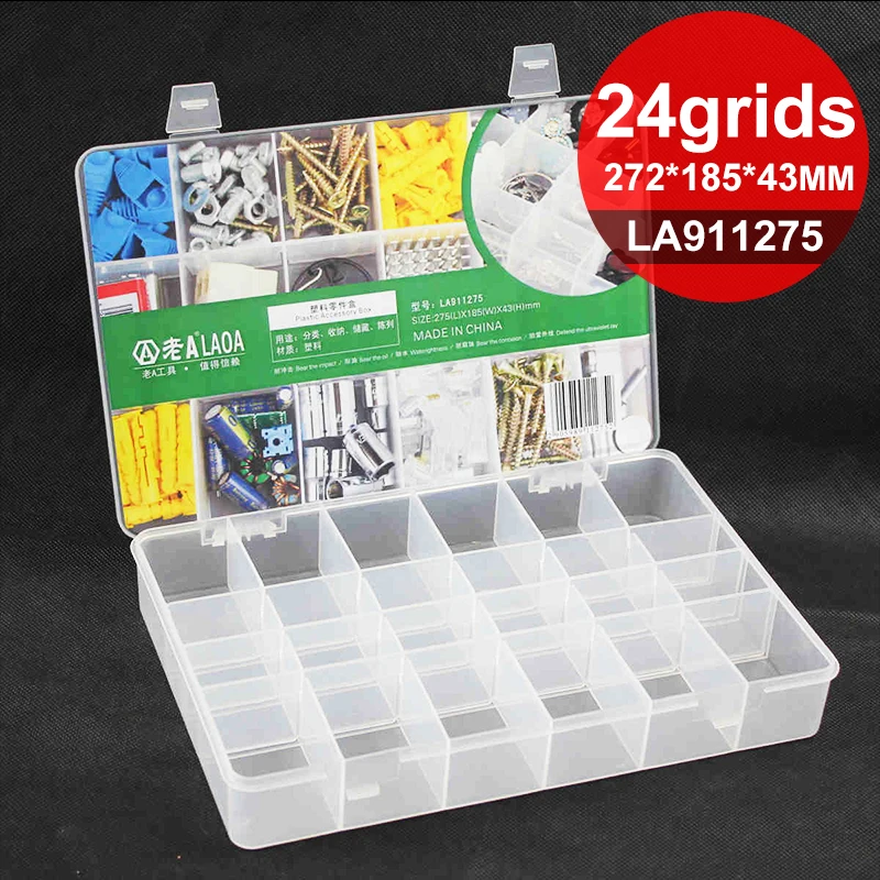 LAOA Transparent 6/8/10/13 Grid Storage Box Plastic Boxes For Trifles Parts Tools Jewelry Display Box Screw Case Beads Container