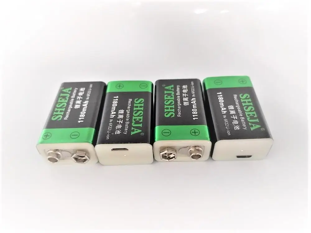 100% USB 9V BATTERTY 9V 1180mAh lithium li-po rechargeable smoke-alarm,micfrphone,Walkie-talkie battery