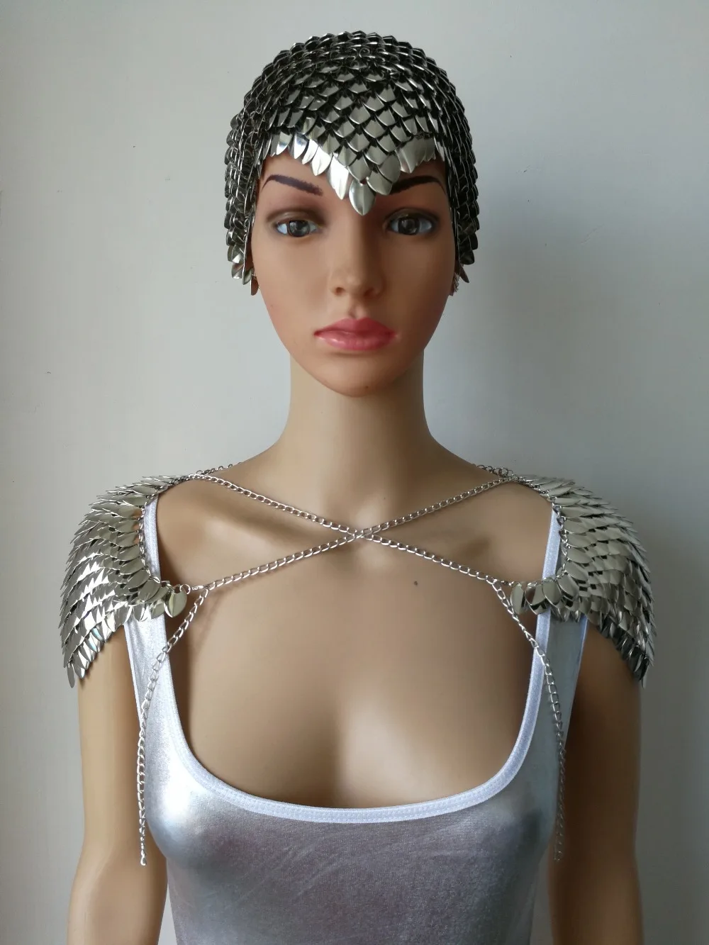 New Fashion Style B756 Silver Scalemail Mermaid Fish Scales Head Chains Layers Head Hair Chains Jewelry 2 Colors