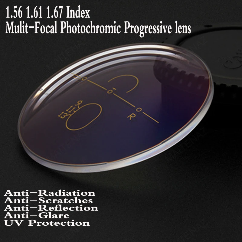 

1.56 1.61 1.67 Index Aspheric Photochromic Multi Focal Progressive Prescription Lens Myopia Presbyopia Lens Glasses Lens PS0008