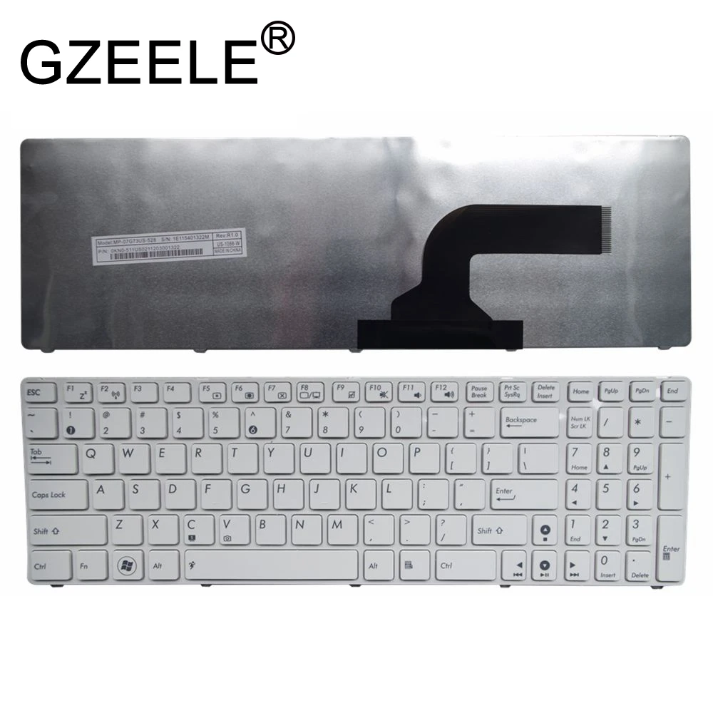 

GZEELE NEW White US Layout Laptop Keyboard for Asus X75A1 X75VB X75VC X75VD X66 X66IC X66W A54C-TS31 B53 B53E B53F B53J B53S