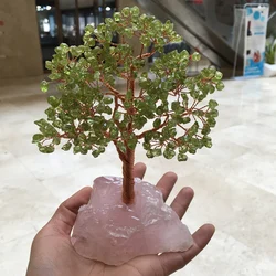 natural olivine quartz gemstone crystal lucky tree reiki healing rough rose gemstone provide energy as for gift fengshui