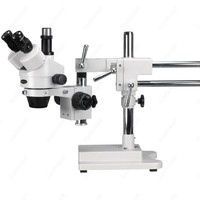 AmScope SM-4 Series Simul-Focal Zoom Trinocular Stereo Microscope 3.5X-90X on Double Arm Boom Stand