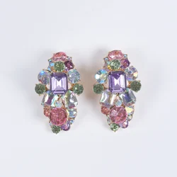 2026 New Mix Pink Purple Crystal Rhinestones Earrings Women Indian Statement Fashion Elegant Earrings Jewelry