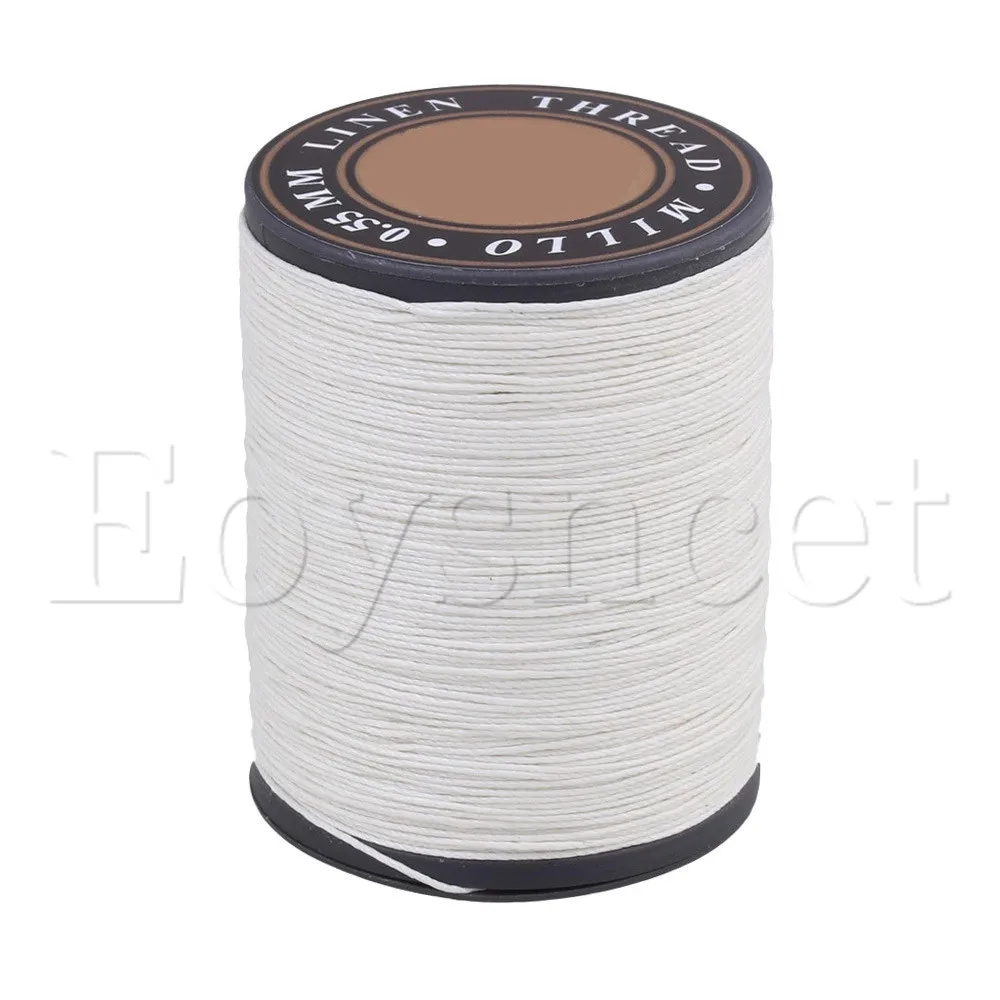 Craft Flax Waxed Linen Sewing Round Wax Cord String White 0.55mm Dia