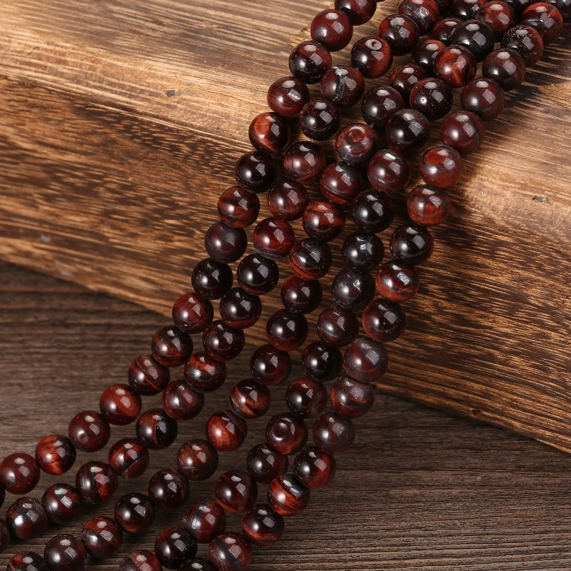 Factory Price Natural Stone Red Tiger Eye  Round Loose Beads 15