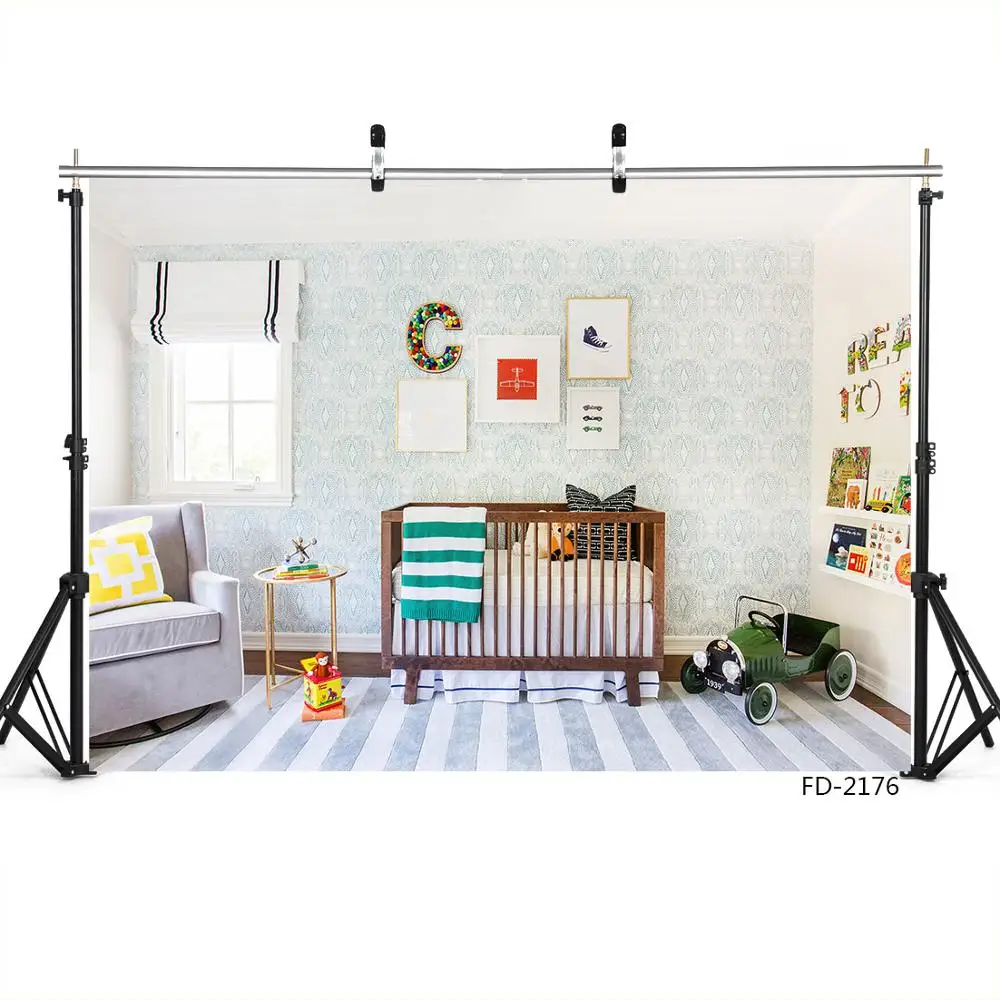 Fondos de fotografía de vinilo para habitación de bebé, cama de juguete, coche, personalizado, impreso para niños, recién nacidos, Baby Shower, estudio de fotografía