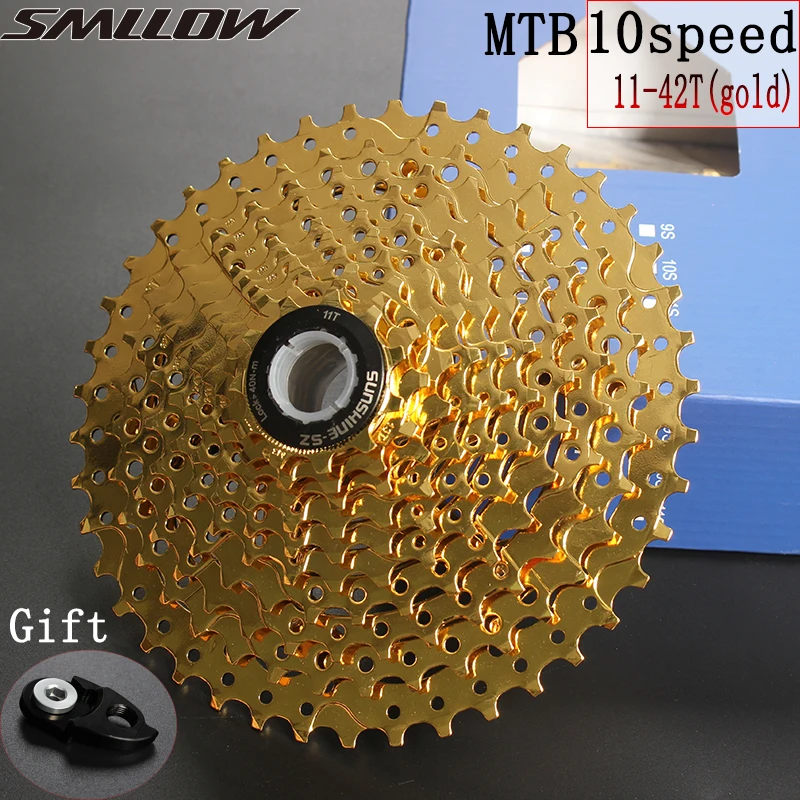 

SUNSHINE-SZ 11-42T 10Speed Cassette 10 s Gold Freewheel MTB Mountain Bike Bicycle Steel Golden Sprockets for parts System