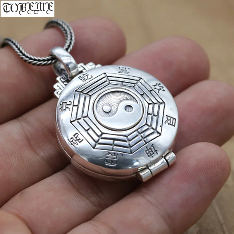 NEW! 100% 925 Silver Fengshui Yinyang Box Pendant Real Sterling Buddhist Prayer Box Pendant Gau Box Pendant