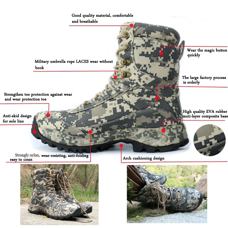 CUNGE Outdoor Tactical Sport Men\'s Shoes For Camping Climbing boots Men Hiking Boots Mountain Non-slip waterproof hunting boots