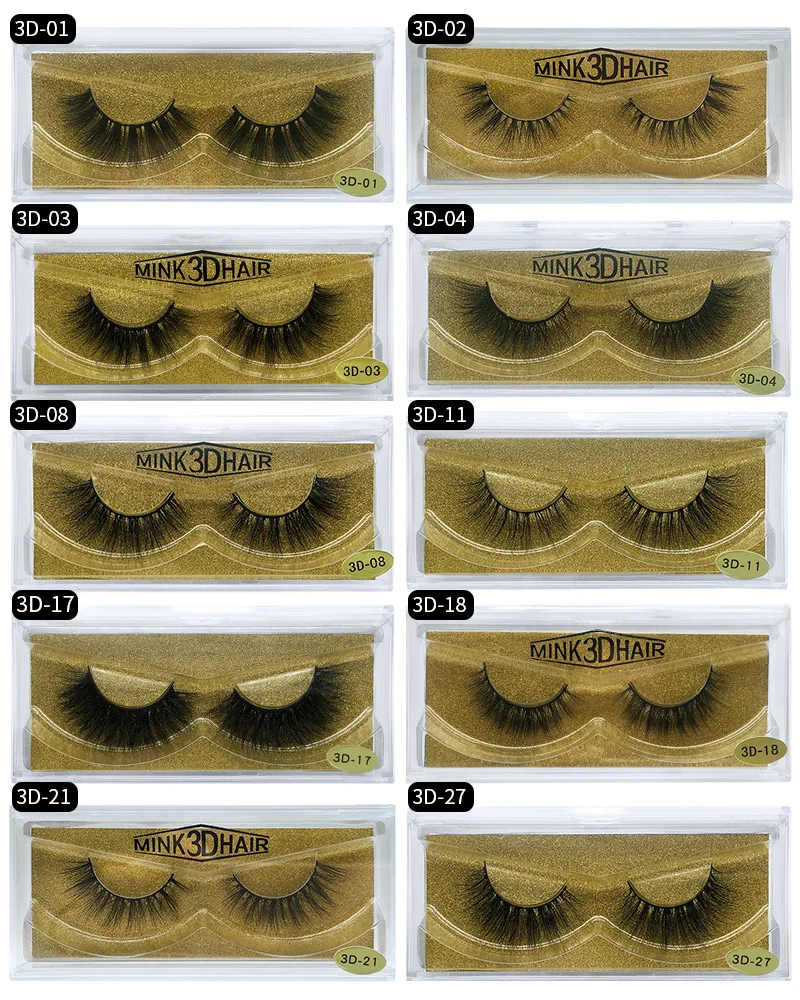 

3D Mink Eyelashes handmade Full Strip Soft & Vivid False Lashes Natural Look Thick real Mink Fur Hair 30pairs/lot DHL Free