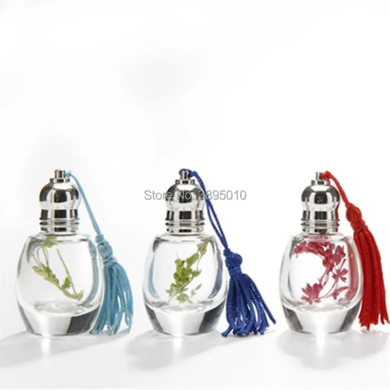 

10ml clear Glass Bottles Essential oil Aromatherapy Cosmetic Containers Glass Bottle with tassels Cap F416