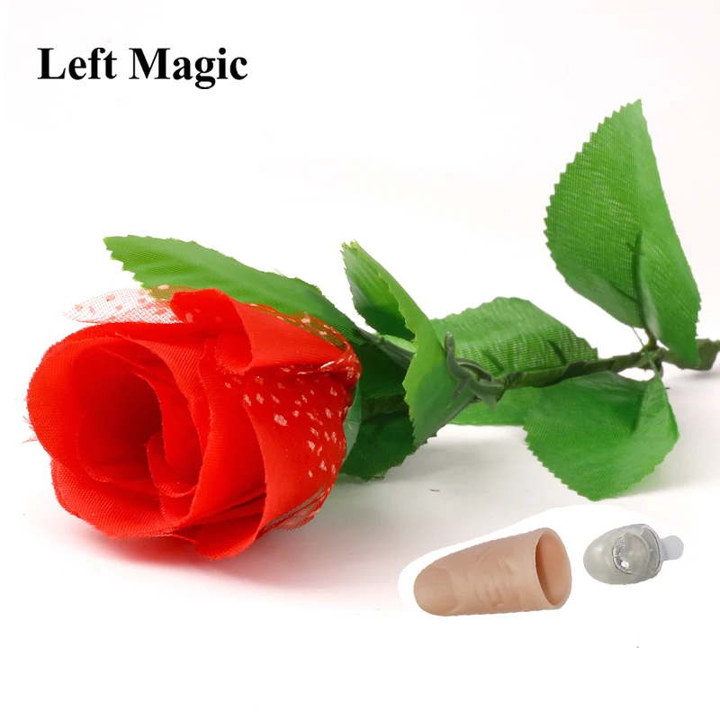 1 Set Flash Light Up Rose Include Finger Light Silk Flowers Magic Trick Illusion Valentine\'S Day Gift Prop Magic Kids Toys