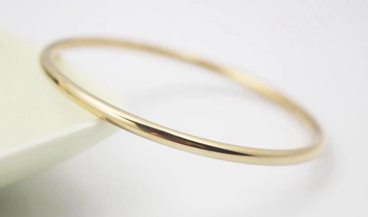 Women Fashion Jewelry Stainless Steel Simple Round Bangle Classic Golden Bangle Bracelets