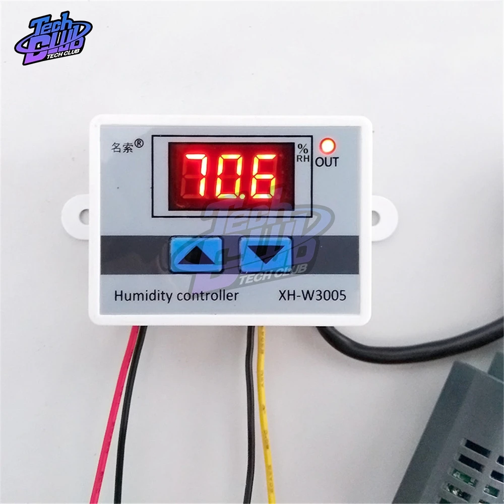 W3005 220V 12V 24V Digital Humidity Controller Hygrometer Humidity Control Switch 0~99%RH Hygrostat w/ Humidity Sensor