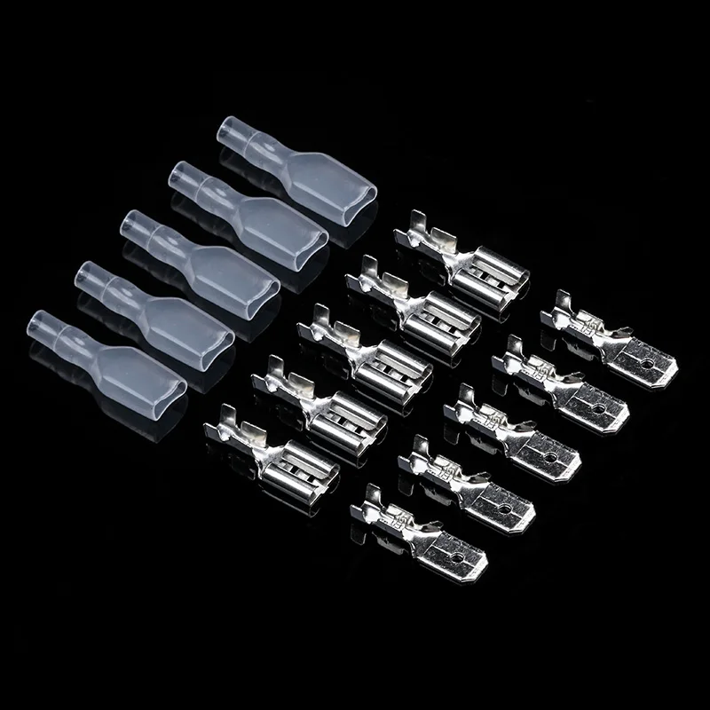 200Pcs 2.8/4.8/6.3mm Wire Connectors Terminals Kit Crimp Female/Male Spade Terminals  With Transparent Insulating Sleeves