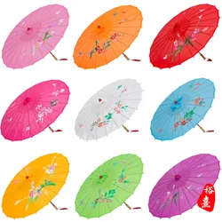 Chinese 56cm Red Umbrella Peach Blossom Sun Parasols Bamboo Paper Craft Umbrella Traditional Dance Color Parasol Wedding Props