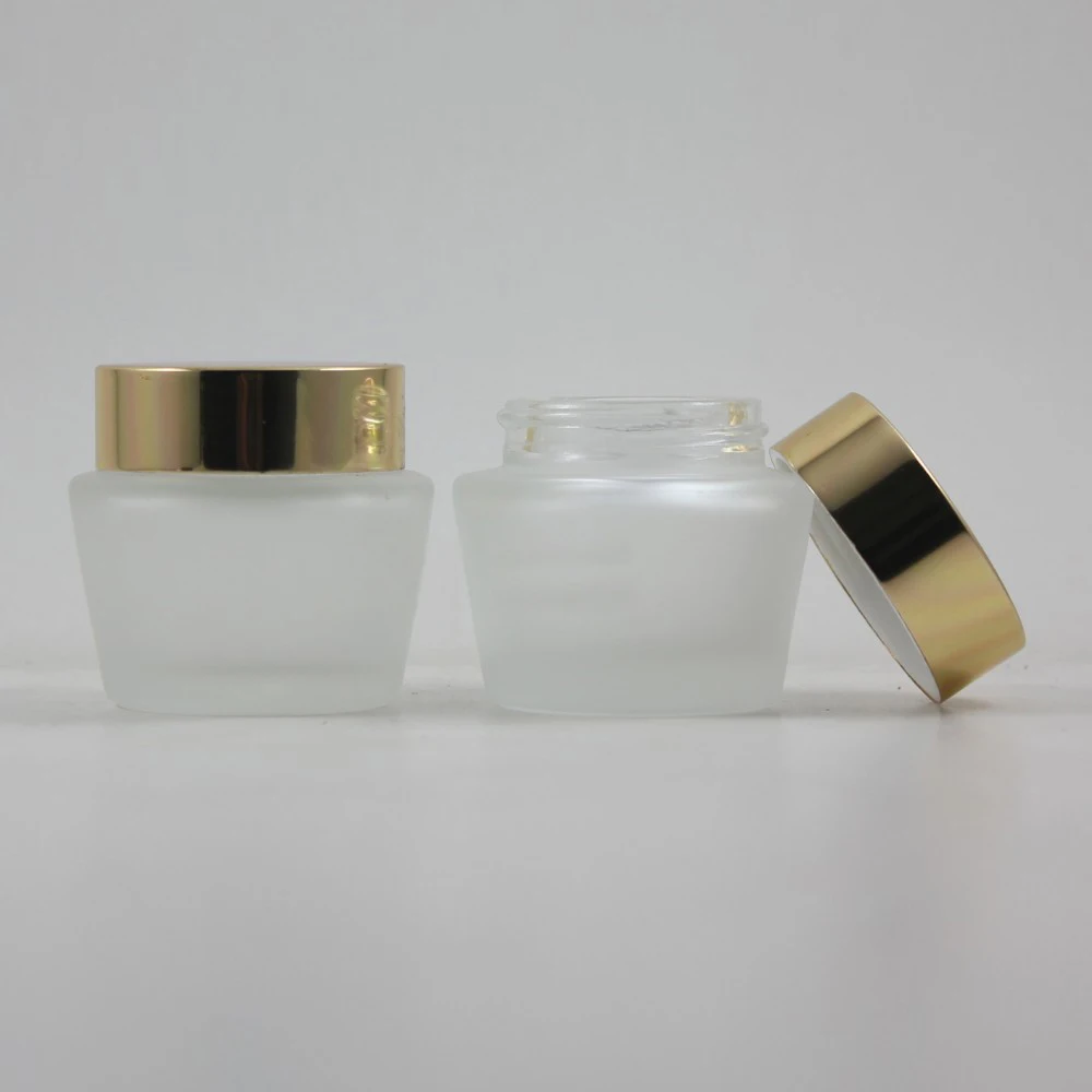 

30pcs 20g clear frosted glass cream jar with gold lid, 20 grams cosmetic jar for eye cream, empty frost 20g mini glass jar