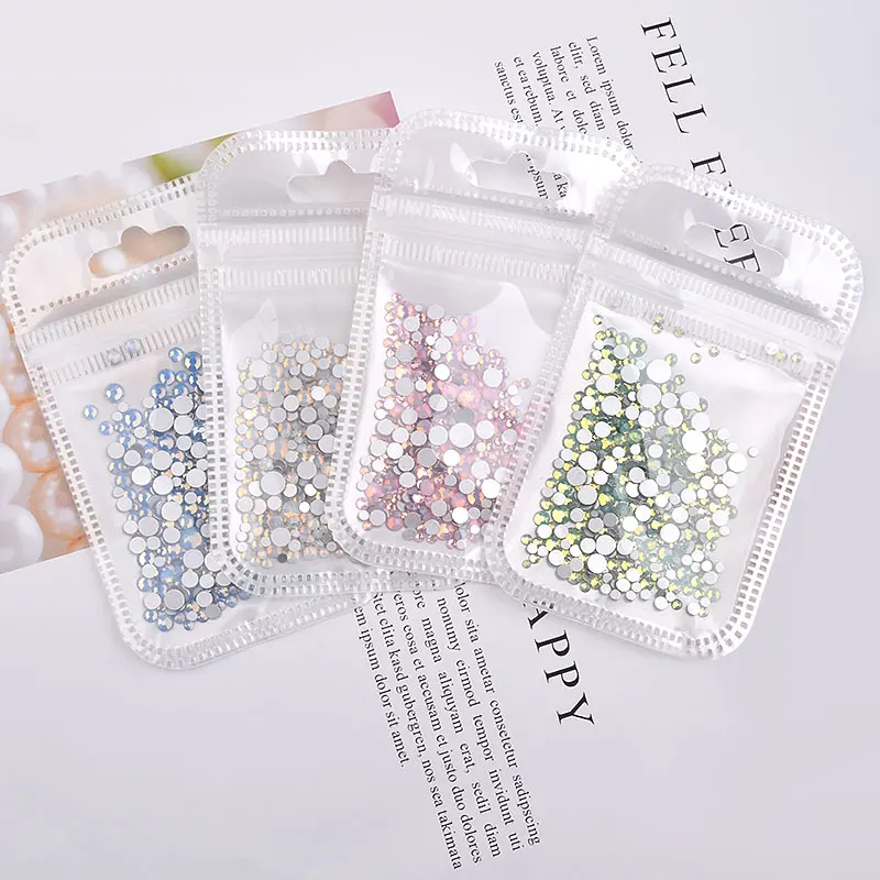 1pack Mixed Size (SS4-SS20) Crystal Colorful Opal Nail Art Rhinestone Decorations Glitter Gems 3D Manicure Books Accessory Tools