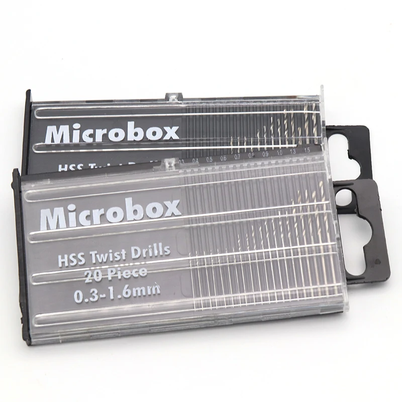 20pcs HSS Mini Micro Twist Drill Bit Set Diameter 0.3-1.6mm Model Craft With Case Repair Tools Tiny Parts