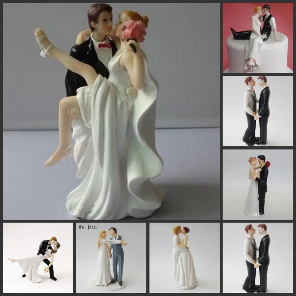 Happy Princess Embrace Bride And Groom Wedding Cake Topper Decoration Couple figurine Craft Wedding Cake decorations supplies