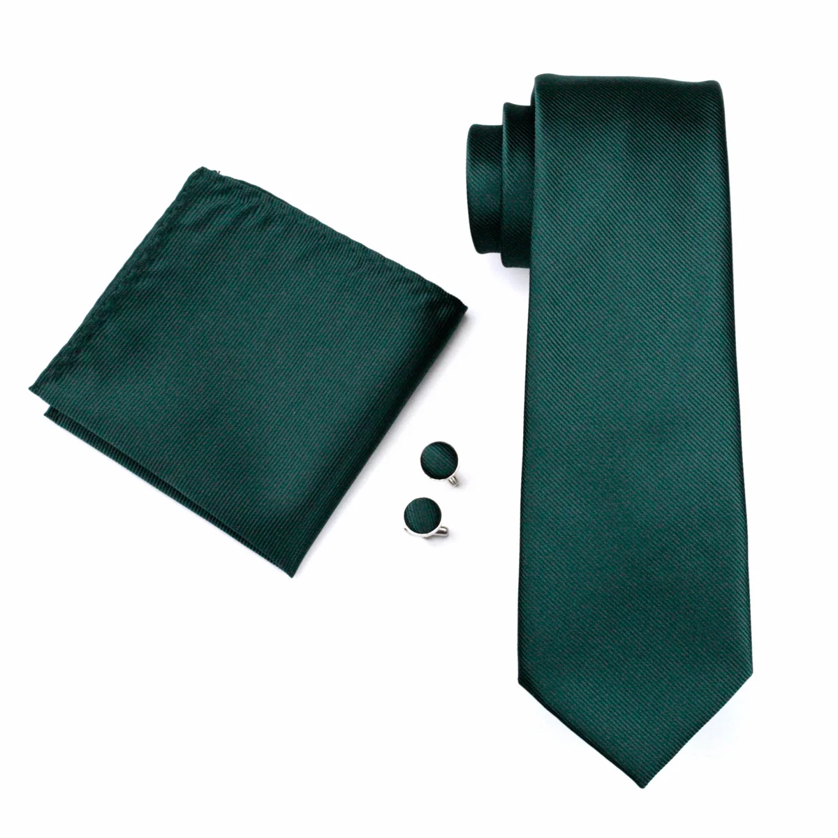 8cm Men Fashion Ties Silk 100% Jacqurd Weave Green Blue Solid Formal Business Nektie Pocket Square Tie Set Gift For Men DiBanGu