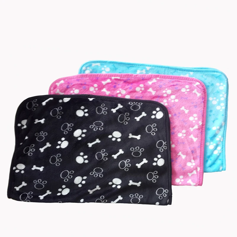 2018 Cute Warm Pet Beds Mats Cover Small Medium Large Towel Paw Handcrafted Print Cat Dog Fleece Soft Blanket Puppy Pet Supplies