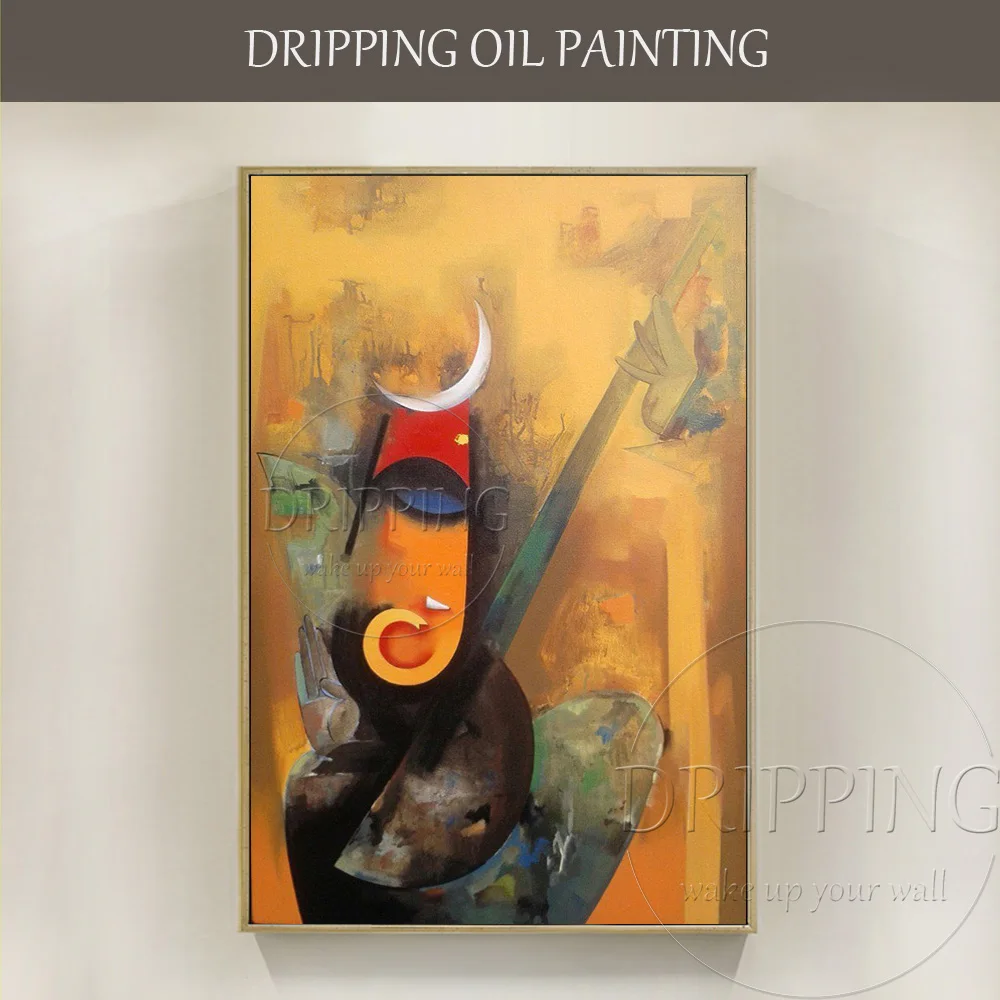 Hand-painted Special Indian Art Ganesh Oil Painting on Canvas Handmade Abstract Indian God Ganesh Oil Painting for Living Room