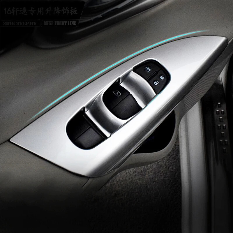 For Nissan Sentra 2016 2017 ABS Matte LHD Door Window glass Lift Control Switch Panel Cover trim Car accessories styling 4pcs