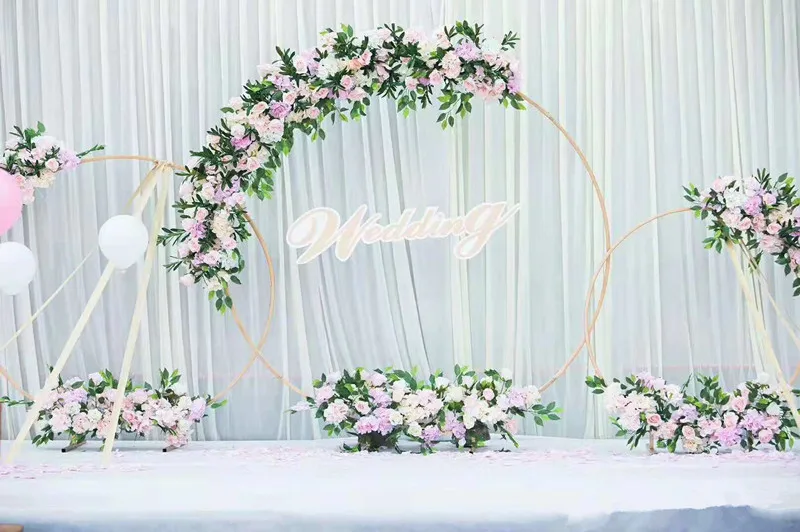 3pcs outdoor lawn wedding flower balloon rack metal arch stand iron circle birthday party grand event backdrop decoration props