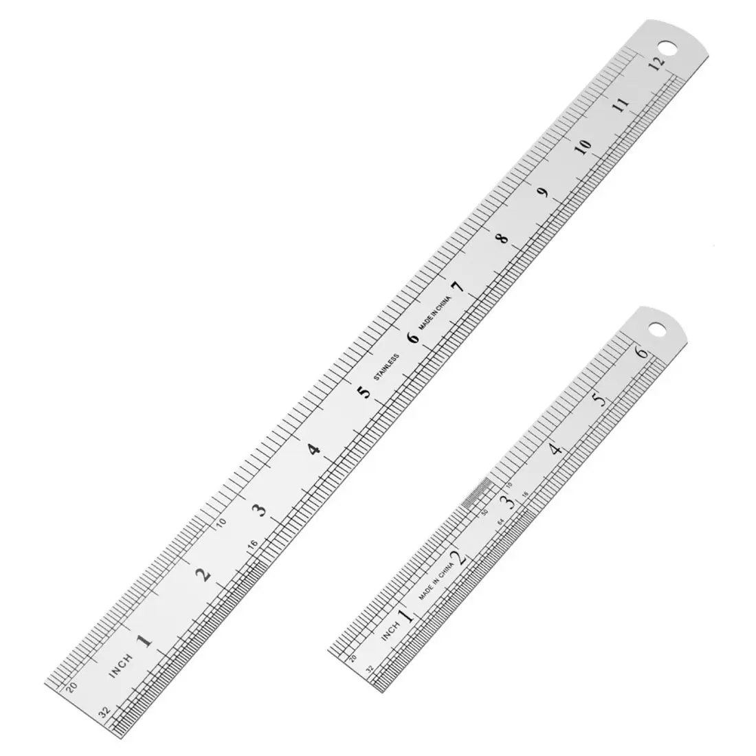 Stainless Steel Ruler 12 Inch + 6 Inch Metal Rulers