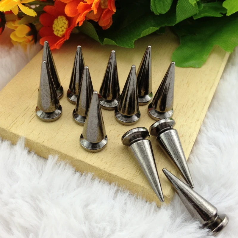 10pcs 10*26mm Multiple Color Fashion Bullet Spikes And Studs For Clothes Punk Cone Thorn Garment Rivets For Leather