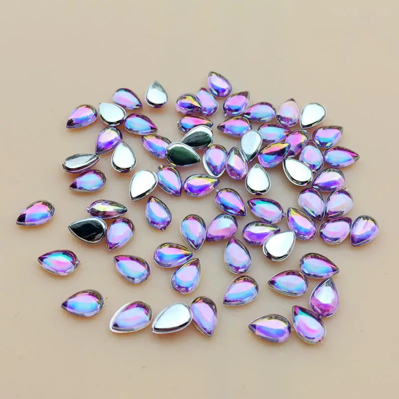 4*6mm 200pcs AB Crystal Flat Back Water drop Rhinestones Resin Gems Glue Beads Non Sewing Crystal Stones for Crafts -A564