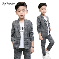 School uniform Dress for boys Formal Birthday Suits for Weddings Blazer Pants 2Pcs Kids Gentleman Party Child Clothing Sets F64