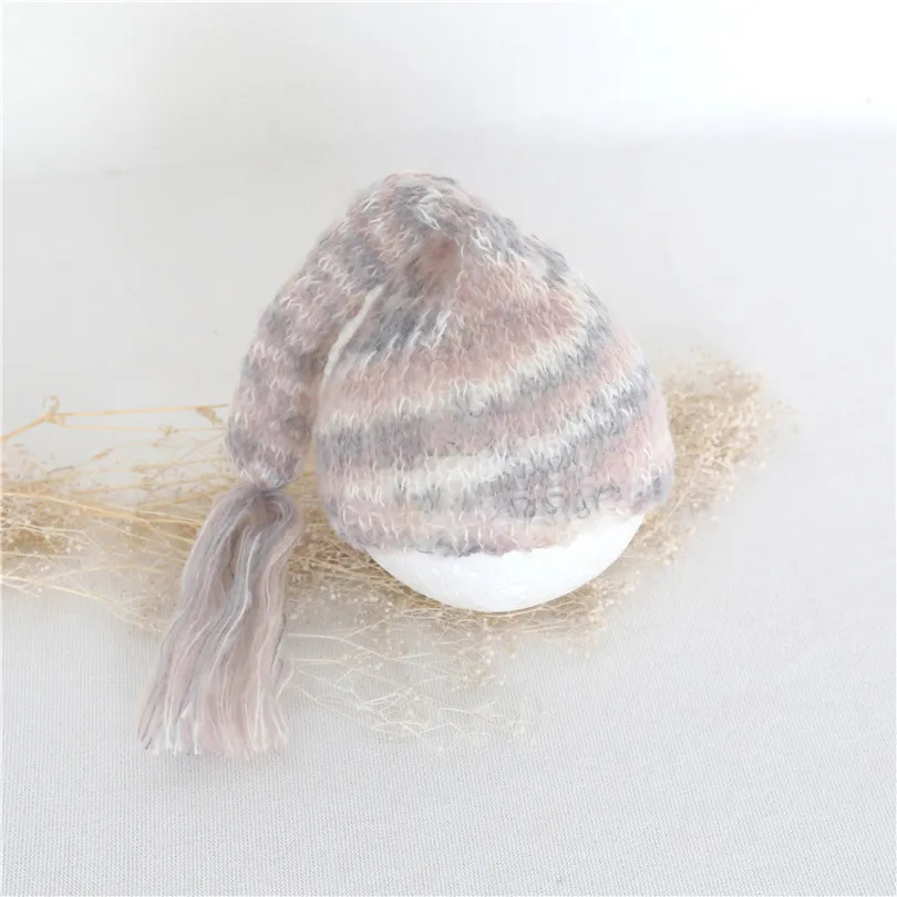 Newborn Sleepy Hat White Baby Girl or Boy Bonnet Knit Infant Cap Newborn Photography Hat Knit Long Bonnet Boy Photo Props Beanie