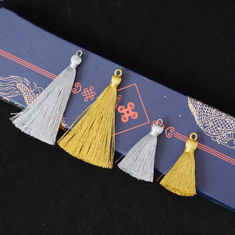 5PCS Gold Silk Silver Silk Tassels Pendant Jewelry Curtain Garments Decorative Accessories Key Bag Pendant Craft Tassels DIY