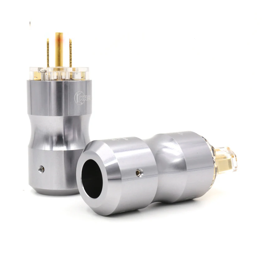 Spedizione gratuita una coppia krill spina di alimentazione versione usa in rame puro placcato oro 24k con cavo di alimentazione HiFi