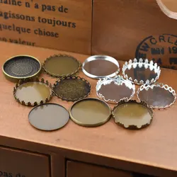 5pieces 25mm Brass Material Cameo Setting base Charms Cabochon Base Pendant Tray jewelry making component craft materia