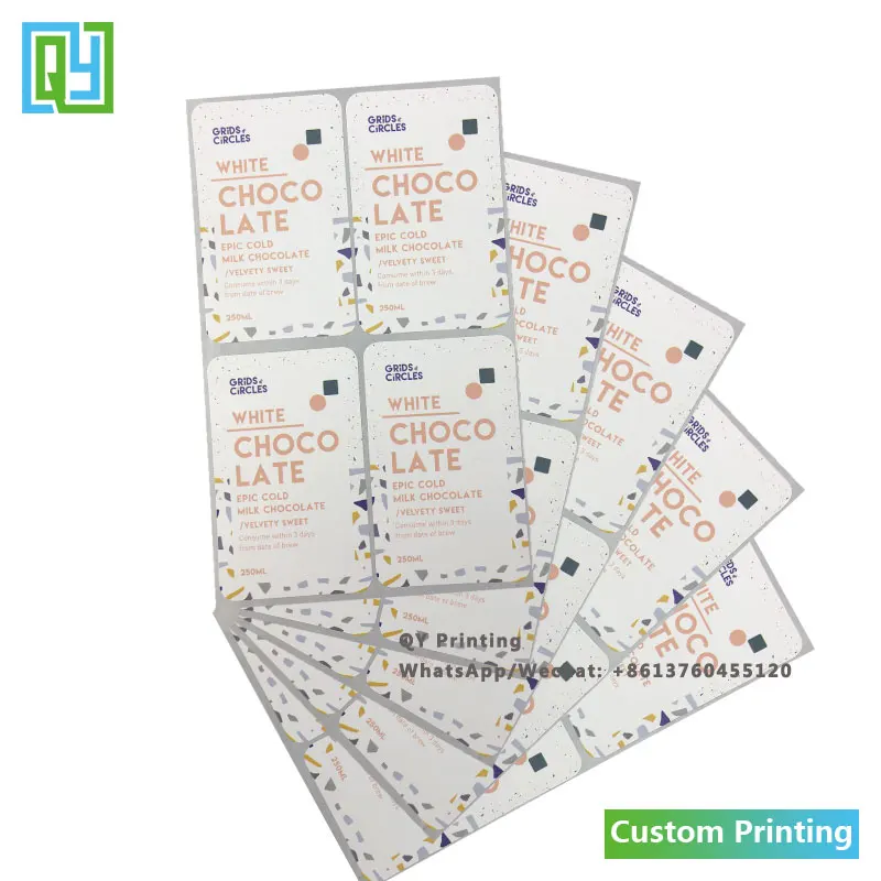 Autocollant pour emballage de lait et chocolat 50x80mm, 1000 pièces, impression personnalisée, Film de stratification mat, nom de marque, étiquette de bouteille de jus, livraison gratuite