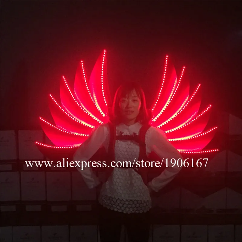 

Red Led Luminous Wings Ballroom Costume Led Light Stage Dancing Wear Catwalk Show Clothes