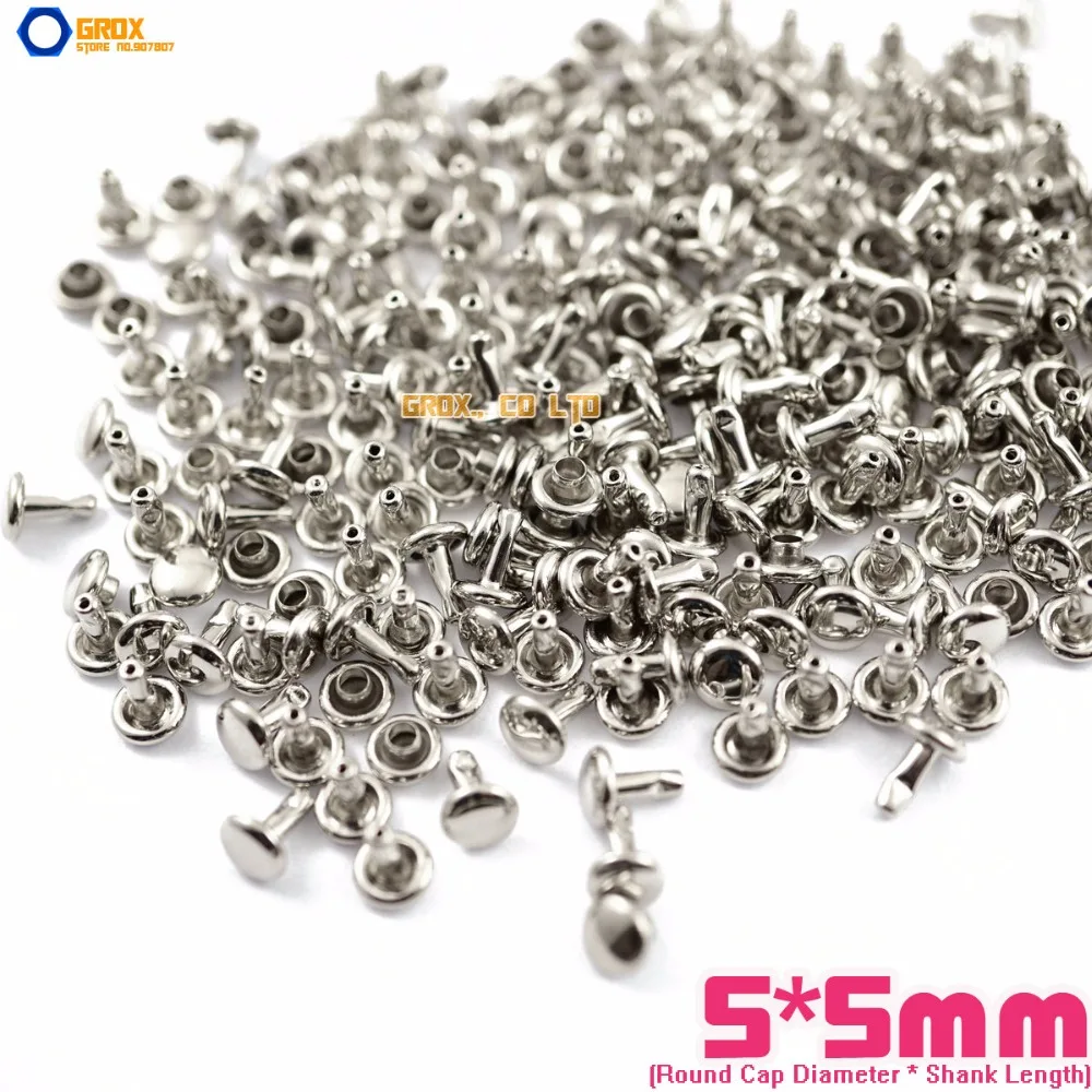 

1000 set 5*5mm Silver Double Cap Round Rapid Rivet Punk Rock Leathercraft Rivet