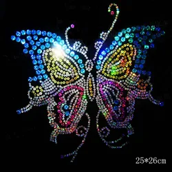 Sequins Laser holographic Butterfly Hot Fix Rhinestones Motif Design Iron On Transfer Motifs Hot Fix Stone