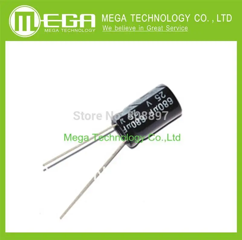 Free shiping 100PCS 680uF 25V 105 Radial Electrolytic Capacitor 8*16mm