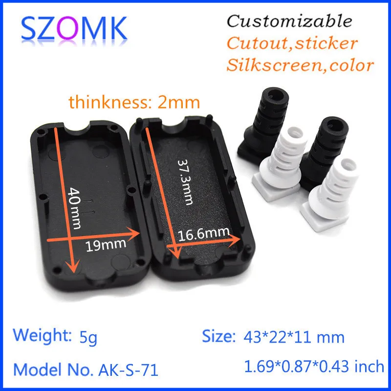 Hot selling abs Plastic enclosure electronics box (2Pcs) 43*22*11mm szomk diy plastic housing instrument enclosure plastic case